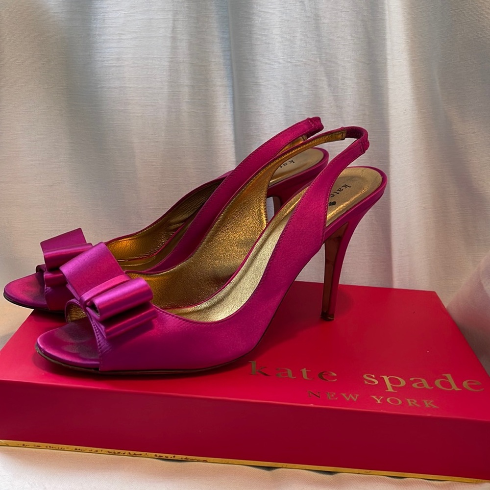 💥SALE💥Kate Spade Celeste Peep Toe Satin Fuchsia Size 10